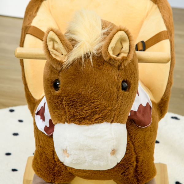HOMCOM Cavalo Baloiço para Bebés com Sons Cinto de Segurança 60x33x50 cm Marrom - Image 9