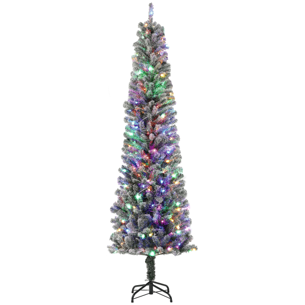 HOMCOM Árvore de Natal 225 cm Árvore de Natal Artificial com 220 Luzes LED de Duas Cores 519 Ramos e Suporte de Aço  Verde