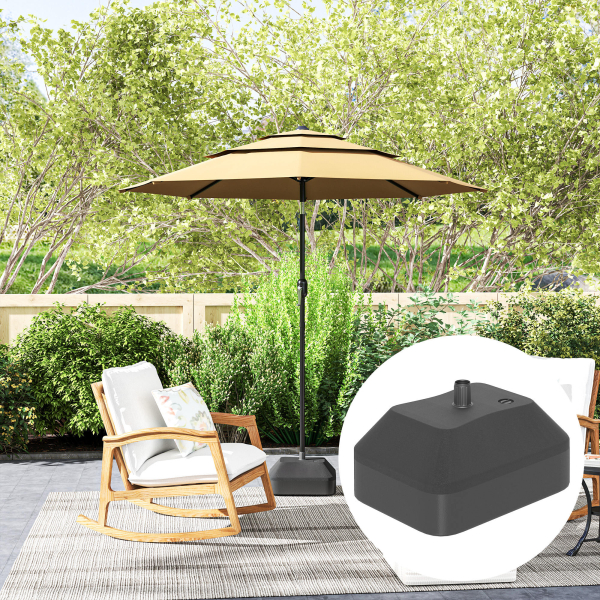 Outsunny Base para Chapéu de Sol Suporte para Chapéu de Sol Preenchível com Água 20L ou Areia 24kg 43x33x25 cm Preto - Image 7