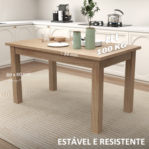 HOMCOM Mesa de Jantar Mesa Retangular para 6 Pessoas Mesa de Refeição para Cozinha Sala de Jantar 140x80x78 cm Madeira - Image 5