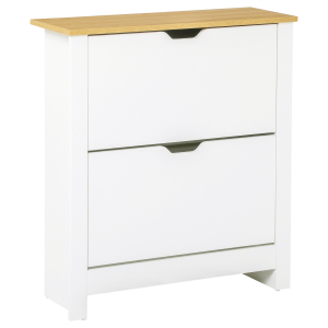 HOMCOM Sapateira Branca Estreita Armário para Sapatos com 2 Gavetas Basculantes para 12 Pares de Sapatos 72x26x80 cm