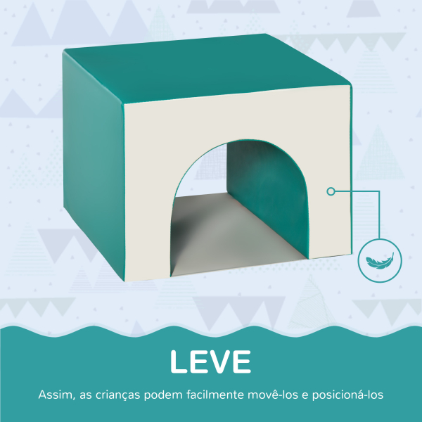 HOMCOM Conjunto de 4 Blocos de Espuma para Crianças de 1-3 Anos Figuras de Construção Brinquedo de Aprendizagem Infantil Estofado em PU 150x50x39cm Multicor - Image 7