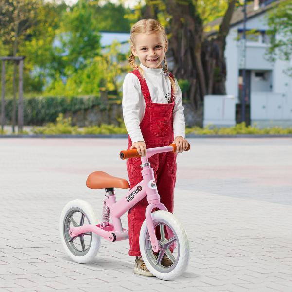 HOMCOM Bicicleta sem Pedais para Crianças entre 2-5 Anos com Assento Ajustável Rodas Antiderrapantes 85x36x54cm Rosa - Image 2
