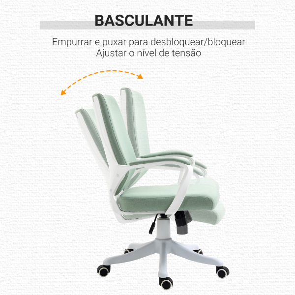 Vinsetto Cadeira de Escritório Ergonómica Giratória e com Altura Ajustável e Suporte Lombar 62x69x92-100 cm Verde - Image 5
