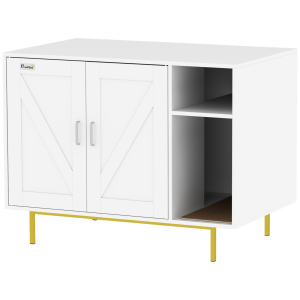 PawHut Móvel Caixa de Areia para Gatos Caixa de Areia para Gatos com Almofada para Arranhar e Compartimento 80x50x61 cm Branco