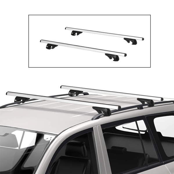HOMCOM Barras de Tejadilho Universal para Carros Carris de Tejadilho com 135cm Trilho de Alumínio e Chave Carga 75kg Prata - Image 2