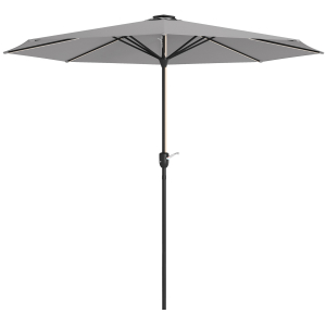 Outsunny Chapéu de Sol de Jardim Ø265x240 cm com Luzes LED Solares Manivela e Impermeável para Piscina Pátio Cinza Claro