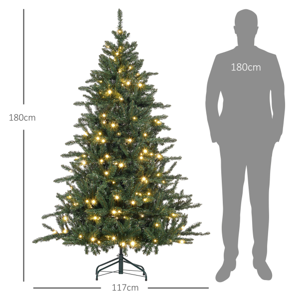 HOMCOM Árvore de Natal Artificial 180 cm com 310 Luzes LED 872 Ramos e Suporte de Metal Árvore Natalina para Interior Verde - Image 3