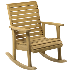 Outsunny Cadeira de Baloiço de Madeira com  Desenho de Ripas Suporta até 130 kg para Jardim Varanda Alpendre 86x64x85 cm Madeira