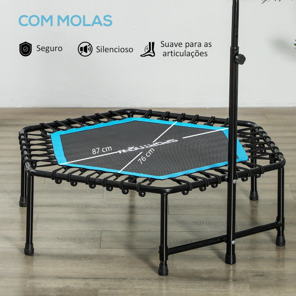 SPORTNOW Trampolim Fitness 114x114x132 cm com Guiador Ajustável em 3 Níveis Estrutura de Aço para Treino de Perna Corpo Azul - Image 5