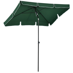 Outsunny Chapéu de Sol Retangular de Jardim 198x130x240cm Chapéu de Sol de Alumínio com Função de Inclinação para Terraço Pátio Exterior Verde