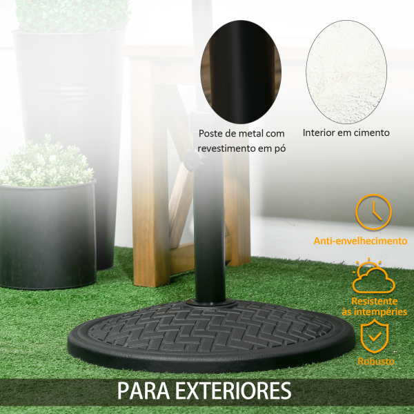 Outsunny Base para Chapéu de Sol de Cimento Suporte para Chapéu de Sol de 14 kg para Mastros de Ø32-38 mm Ø46x34 cm Preto - Image 5