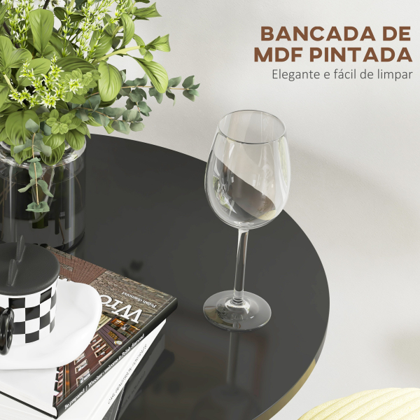 HOMCOM Mesa de Bar Redonda Mesa Alta de Cozinha Moderna com Estrutura de Aço para 2 Pessoas Ø60x102 cm Preto - Image 5