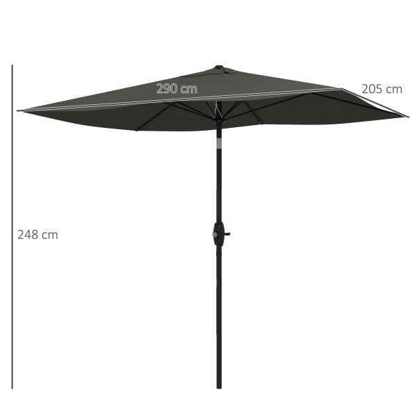 Outsunny Chapéu de Sol de Jardim 300x200x248 cm Proteção UV50+ Inclinável com Teto de Ventilação e Manivela para Terraço Cinza Escuro - Image 3