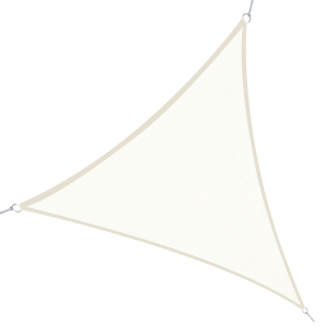 Outsunny Vela de Sombra Triangular 6x6x6 m Toldo Vela de Poliéster com Proteção UV Aneis em Forma de D e Cordas para Jardim Pátio Piscina Creme