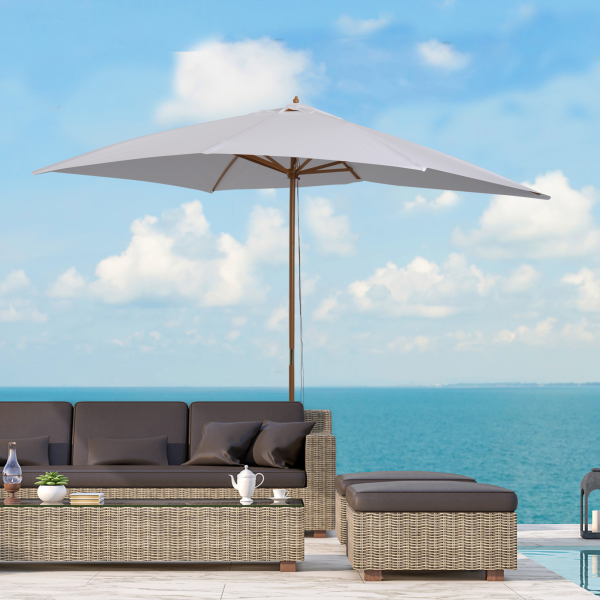 Outsunny Chapéu de Sol de Jardim com Sistema de Poleia Teto Ventilado e Mastro de Madeira para Exterior 2,95x2x2,55m Branco - Image 2