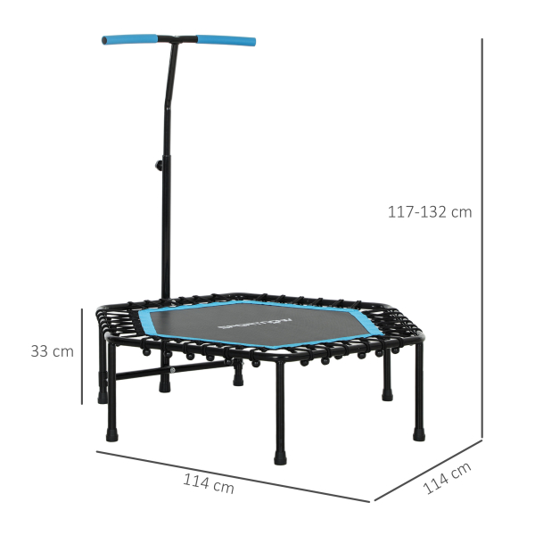 SPORTNOW Trampolim Fitness 114x114x132 cm com Guiador Ajustável em 3 Níveis Estrutura de Aço para Treino de Perna Corpo Azul - Image 3
