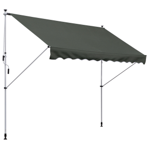 Outsunny Toldo Manual Retrátil para Exterior 300x150x170-280cm Toldo Enrolável Altura Ajustável com Manivela Proteção Solar para Terraço Balcão Jardim Cinza