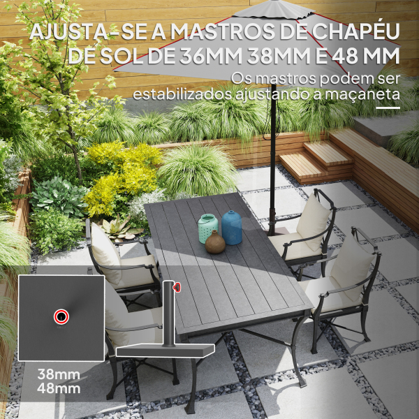 Outsunny Base para Chapéu de Sol de 14,5 kg Preenchido com Cimento para Chapéus de Sol com Mastro de Ø38/48 mm 44x44x30 cm Preto - Image 4
