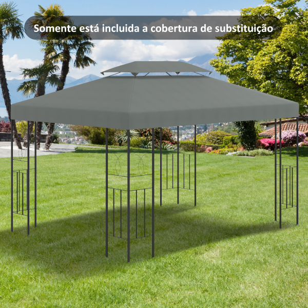 Outsunny Toldo de Substituição 4x3m para Pérgola de Jardim 2 Níveis Respirável com 10 Orifícios de Drenagem Cobertura de Substituição de Pérgola Exterior Cinza - Image 2
