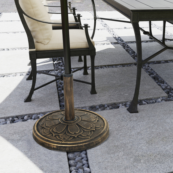 Outsunny Base para Chapéu de Sol Redonda Suporte para Chapéu de Sol  Preenchível com Cimento Peso 12 kg Ø46x33 cm Bronze - Image 8