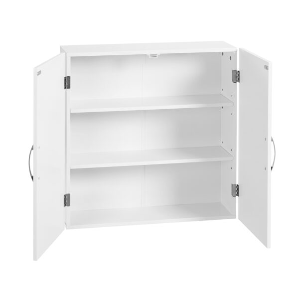 Armário de parede para casa de banho com portas duplas e prateleiras ajustáveis | VASAGLE | 60 x 18 x 60 cm | branco | BBC320W01. - Image 6