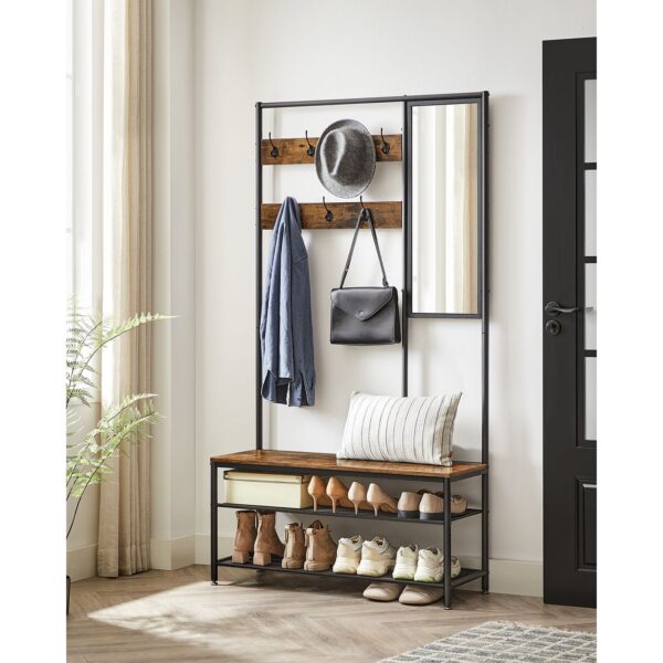 Coat Rack Stand, Industrial, Rustic Brown and Black - Image 4