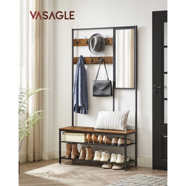 Coat Rack Stand, Industrial, Rustic Brown and Black - Image 5