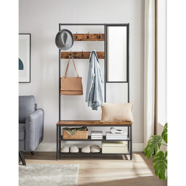 Coat Rack Stand, Industrial, Rustic Brown and Black - Image 6