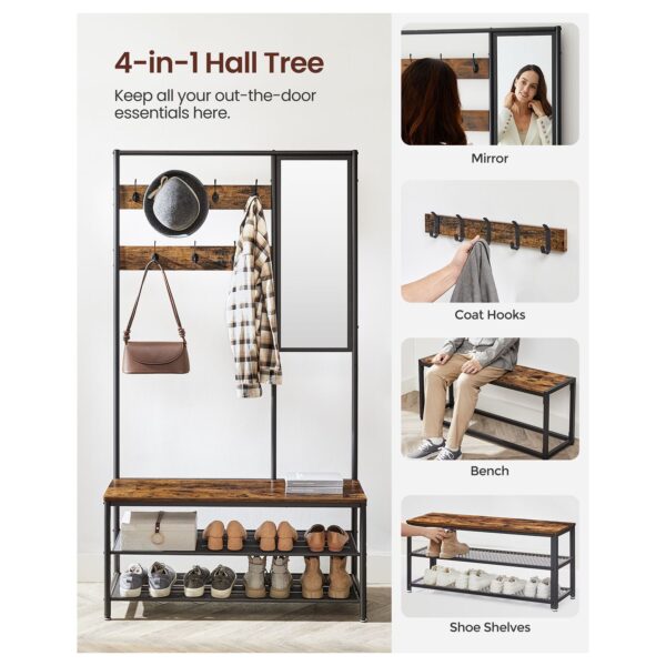 Coat Rack Stand, Industrial, Rustic Brown and Black - Image 7
