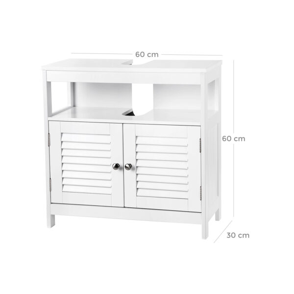 Móvel de lavatório para casa de banho com amplo espaço de arrumação. | VASAGLE | 60 x 30 x 60 cm | branco | BBC02WT. - Image 7