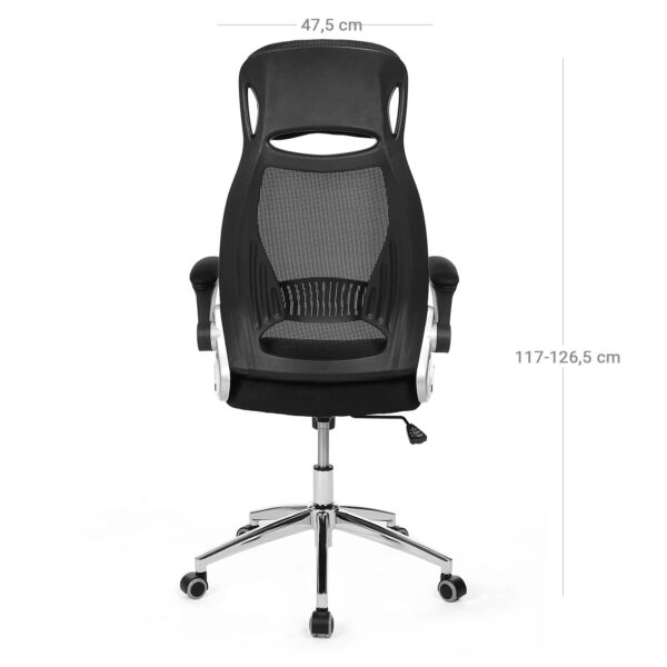 Cadeira de escritório com assento amplo e encosto ergonómico | SONGMICS | 56 x 63,5 x 129 cm | preto | OBN86BK. - Image 6
