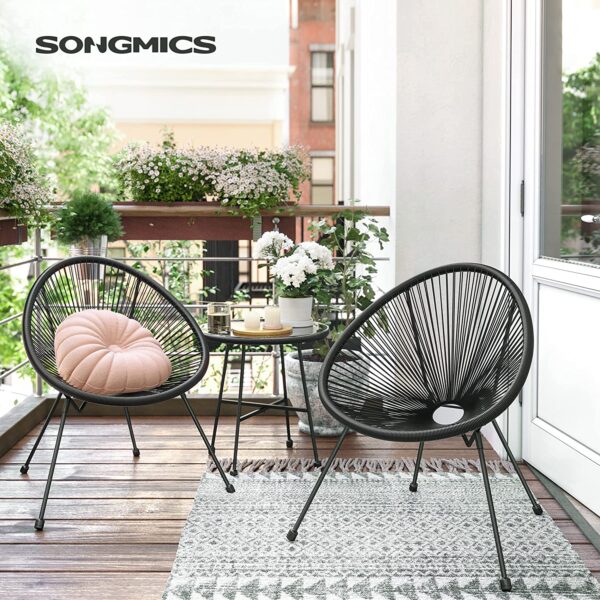 Conjunto de mobiliário de jardim com 3 peças para área externa | SONGMICS | 64 x 65 x 77 cm | preto | GGF013B02. - Image 4