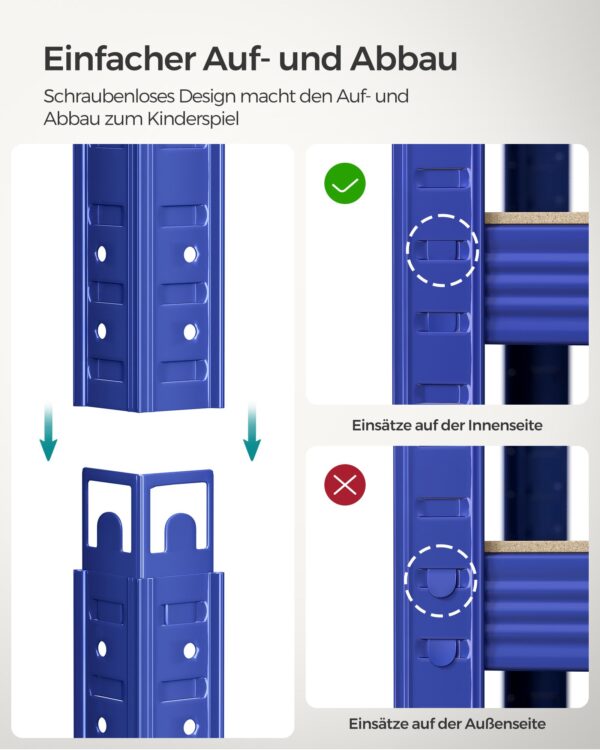 Estante metálica de 5 níveis para garagem, resistente e estável | SONGMICS | 40 x 90 x 180 cm | azul | GLR040Q01. - Image 5