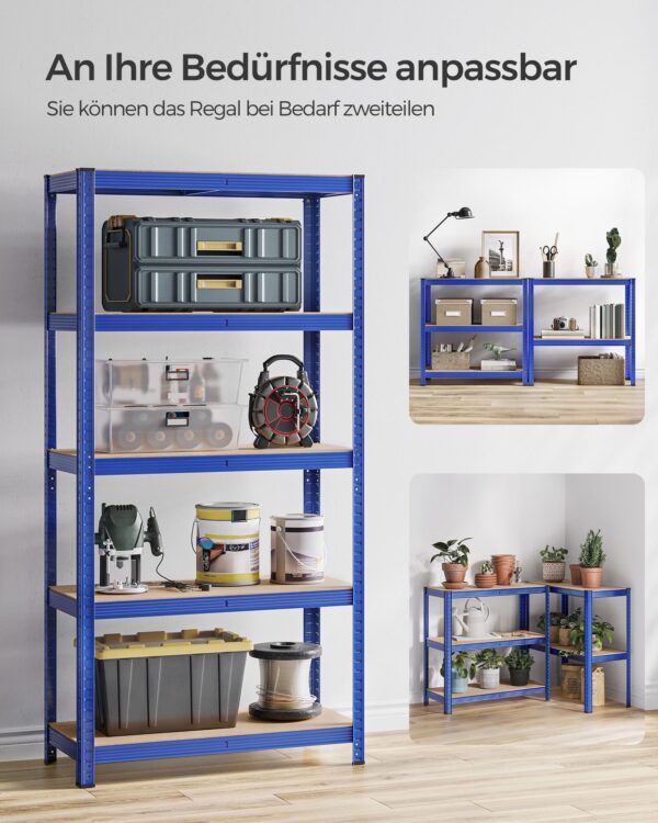 Estante metálica de 5 níveis para garagem, resistente e estável | SONGMICS | 40 x 90 x 180 cm | azul | GLR040Q01. - Image 6