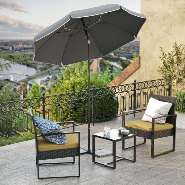 Parasol de praia com proteção UPF 50+ e tecido de poliéster | SONGMICS | cinzento | GPU065G01. - Image 5
