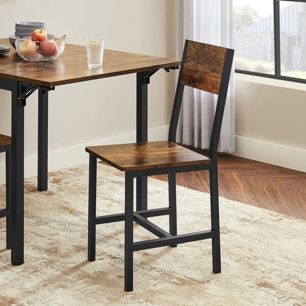 Cadeiras de jantar com estrutura metálica | VASAGLE | 87,6 x 50 x 36 cm | marrom/preto | LDC092B01V1. - Image 5
