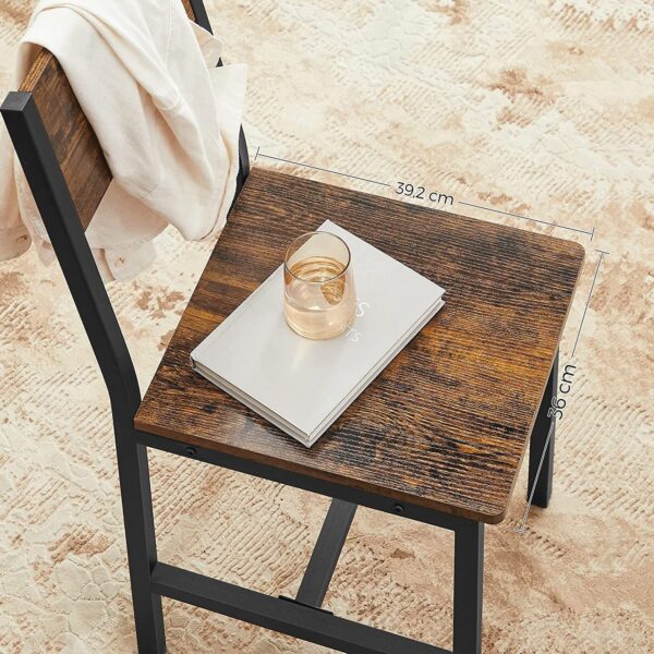 Cadeiras de jantar com estrutura metálica | VASAGLE | 87,6 x 50 x 36 cm | marrom/preto | LDC092B01V1. - Image 6