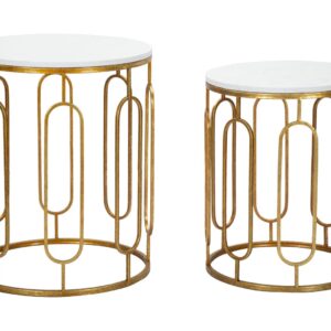 PAR DE MESAS DE MÁRMORE TORY CM Ø 46X55-39X48