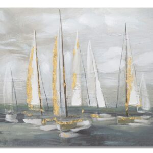 PINTURA EM TELA BARCO DOURADO 100X2,8X80 CM