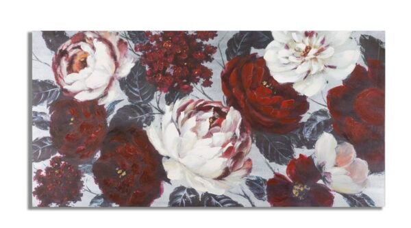 PINTURA SOBRE TELA FLOR BRANCA/VERMELHA DARKBACK CM 
120X3,7X60