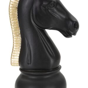 CAVALO PRETO E DOURADO 10,5X8,5X19 CM