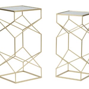 PAR DE MESAS DE VIDRO CM 31,5X31,5X68-28X28X64