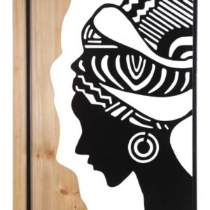 PAINEL DE PAREDE TRIBAL FERRO E MADEIRA 53X2X80 CM