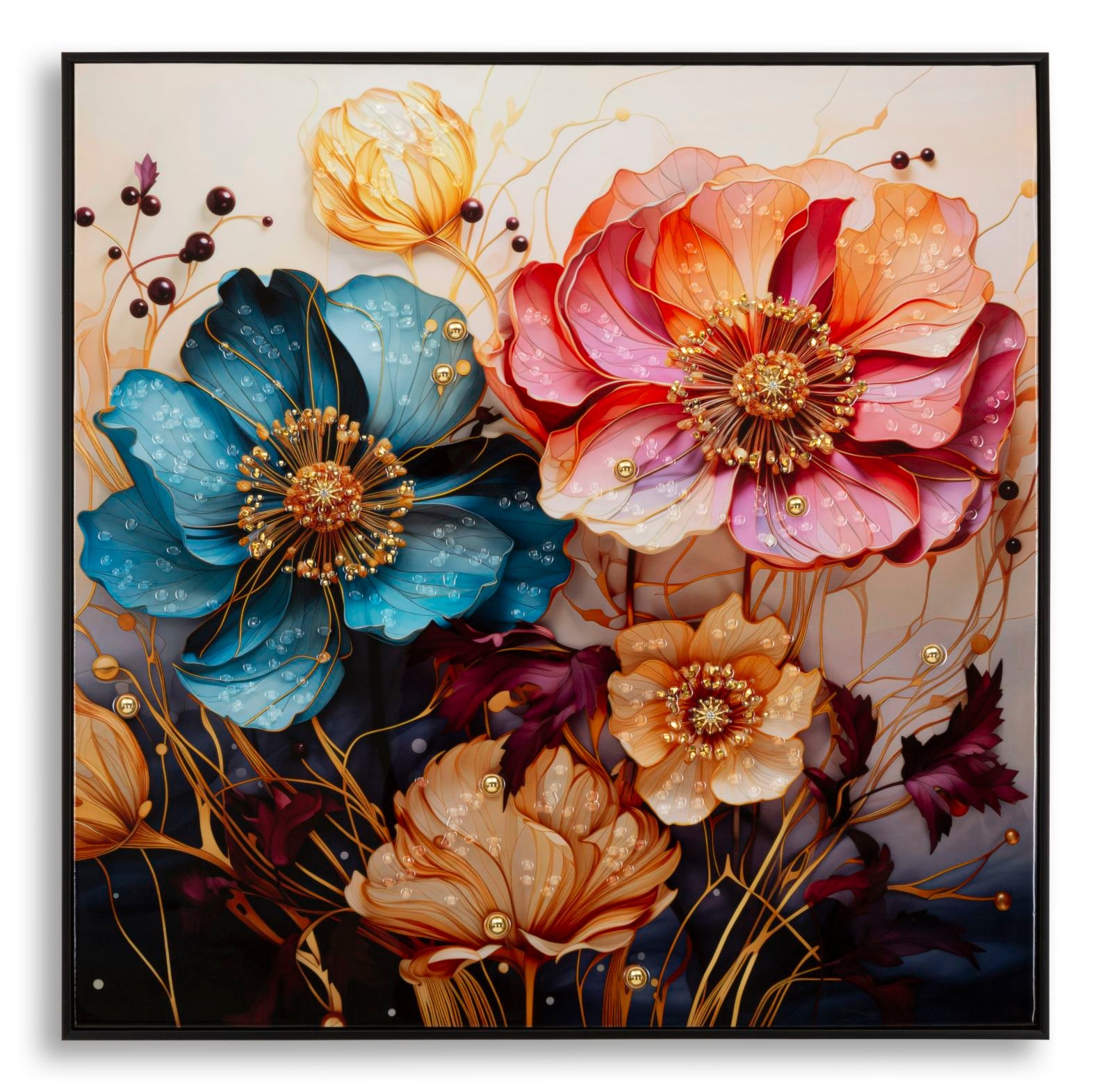 PINTURA SOBRE TELA LACADA NARCY -A- C/MOLDURA 82X4X82 CM