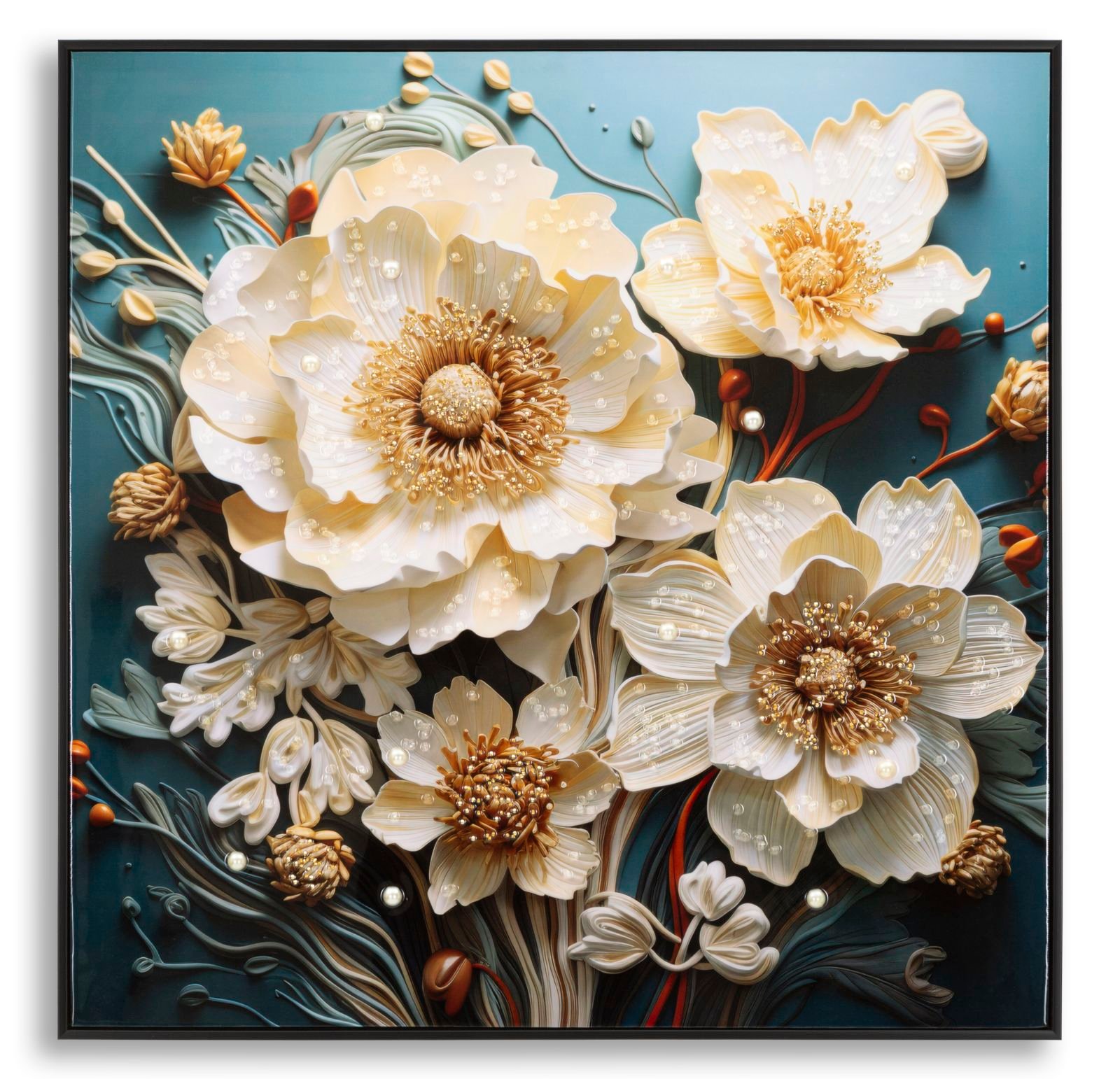 PINTURA SOBRE TELA LACADA NARCY -B- C/MOLDURA 82X4X82 CM