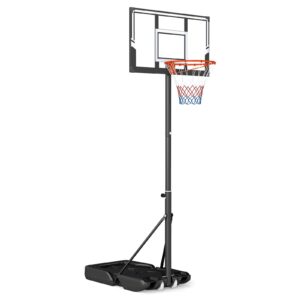 Cesta de basquete portátil para uso externo com tabela resistente a quebras e rodas.