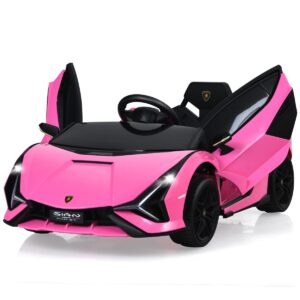 Carrinho infantil 12V com controle remoto 2.4G, música e faróis de LED, 108 x 64 x 41 cm, rosa.