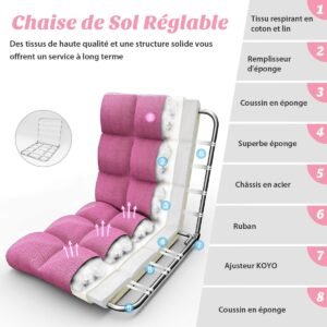 Sofá gamer dobrável e ajustável em 14 posições - Rosa