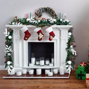 Guirlanda de pinheiros de Natal pré-iluminada de 2,7 m com 100 luzes LED